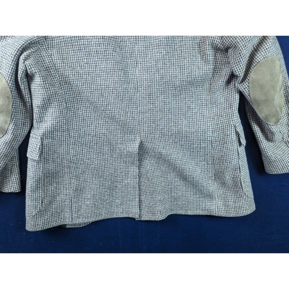 Tweed Speckled 42R Brown Blue/Grey Sport Coat w/ Elbow Patch VTG Leather Button - Picture 13 of 15